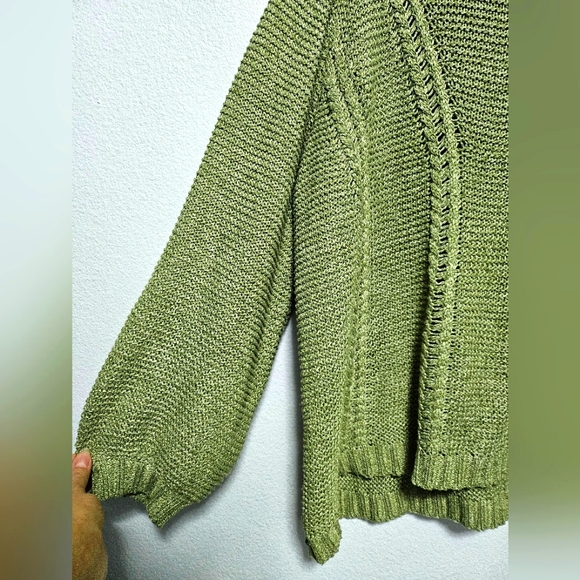 Easel Los Angeles Oversized Matcha Green Mock Neck Chunky Knit Sweater Size S/M - Picture 5 of 10